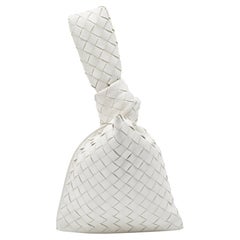 Weiße Intrecciato-Mini-Twist-Tasche aus Leder von Bottega Veneta