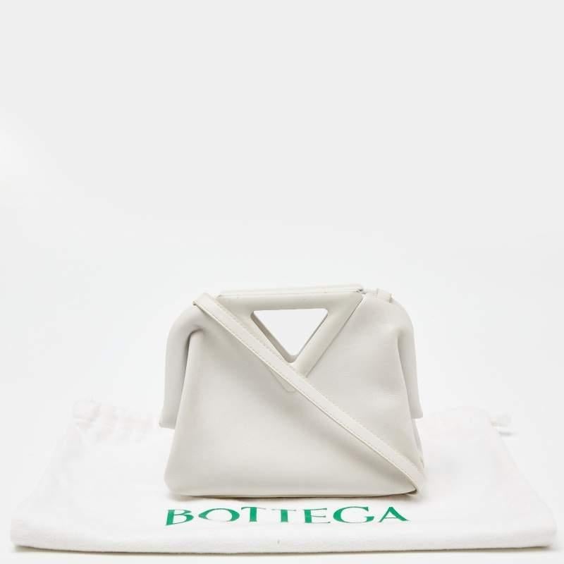 Bottega Veneta White Intrecciato Leather Point Shoulder Bag For Sale 8