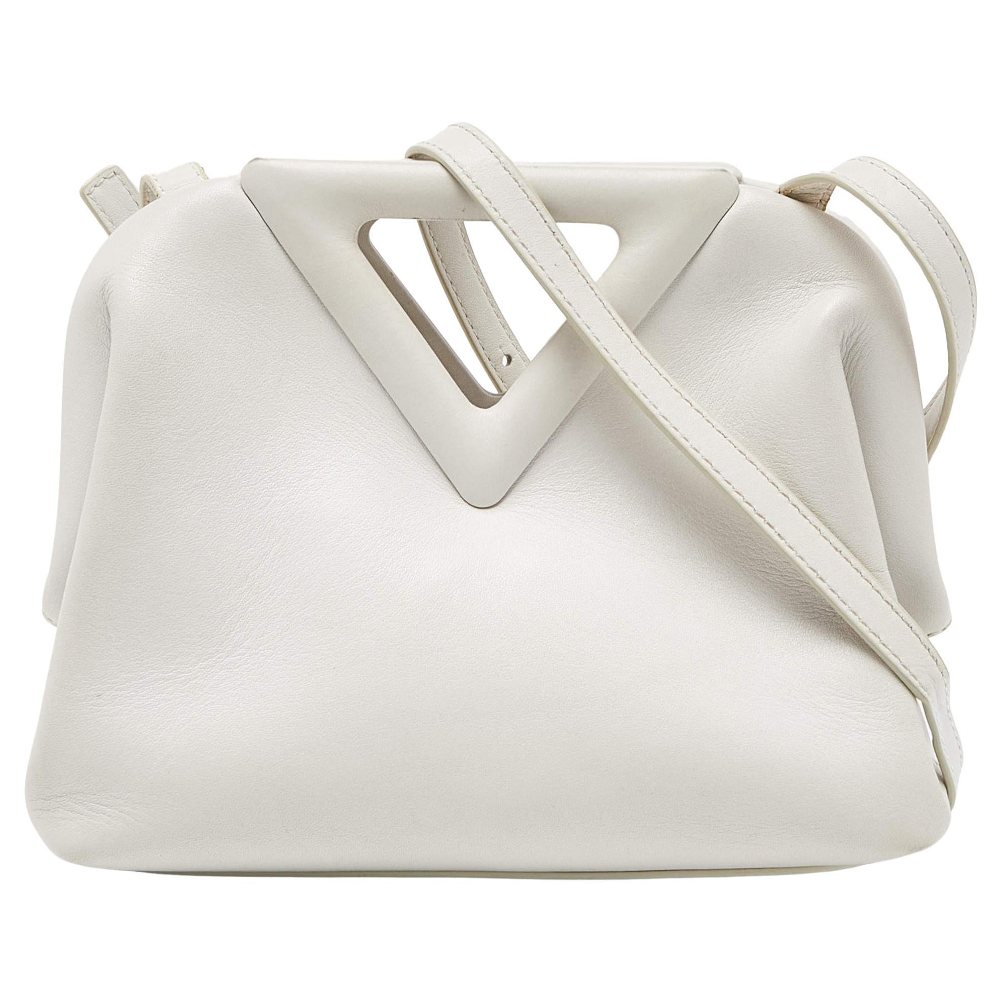 Bottega Veneta White Intrecciato Leather Point Shoulder Bag
