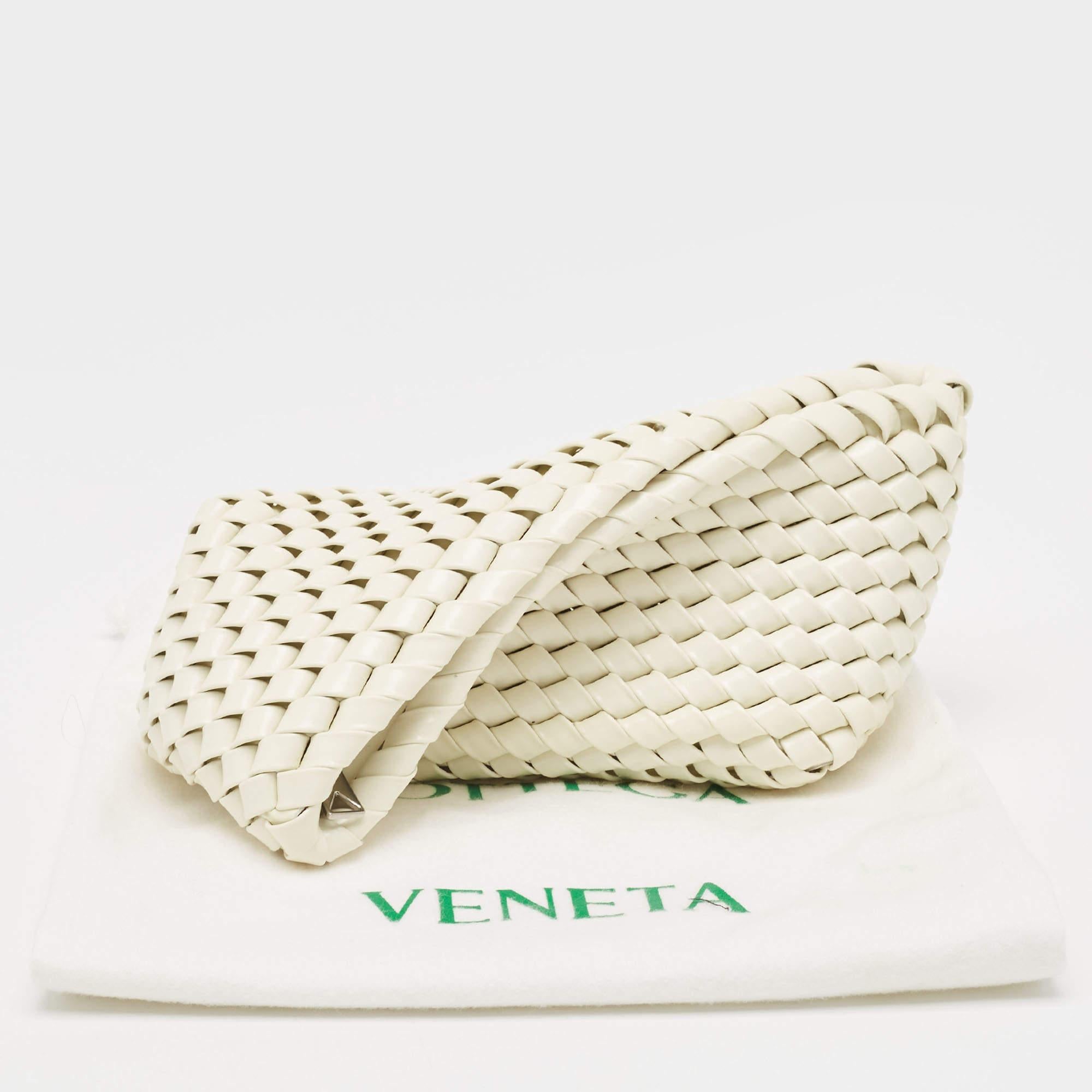 Bottega Veneta White Intrecciato Leather Structure Clutch 7