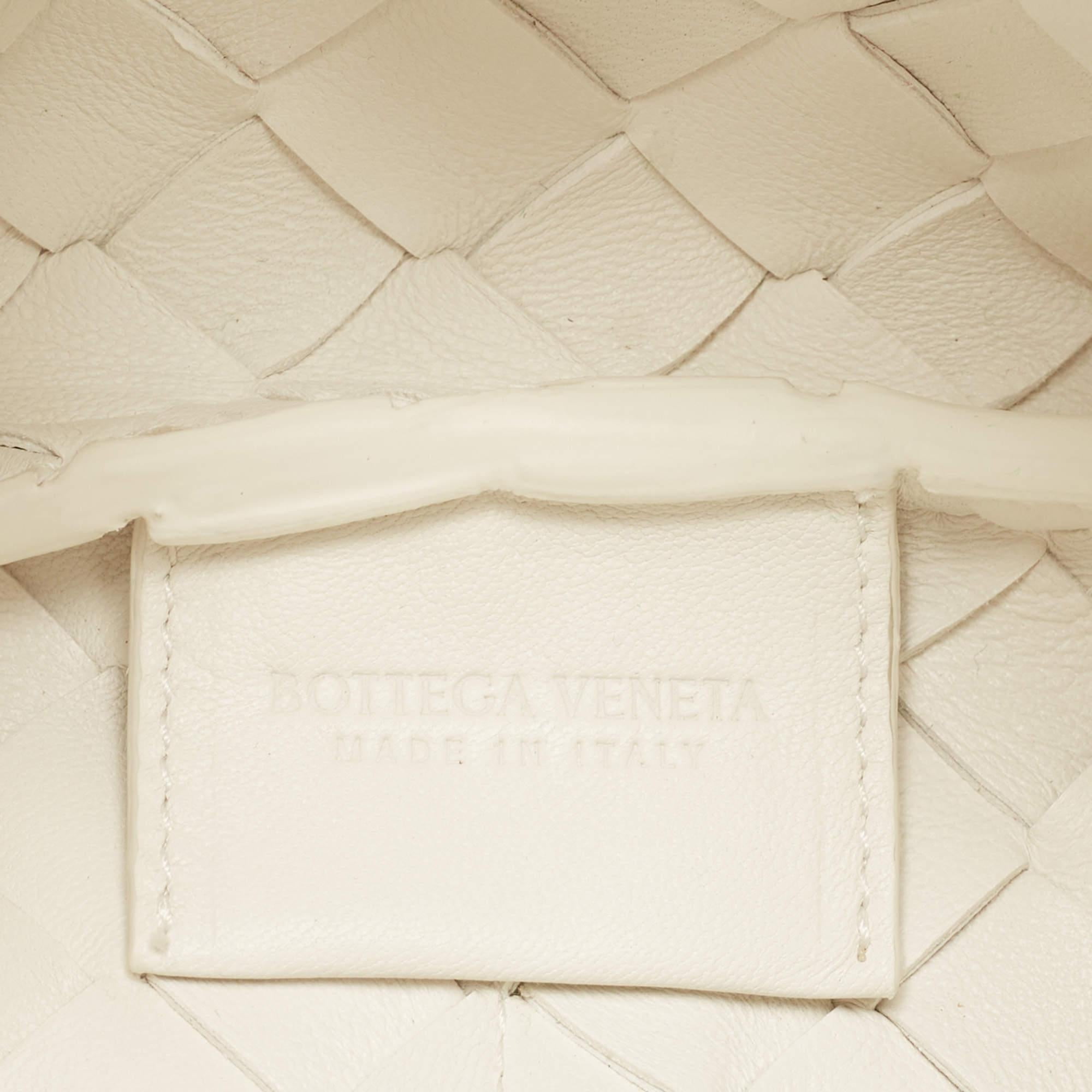 Bottega Veneta White Intrecciato Leather Tie Shoulder Bag 6