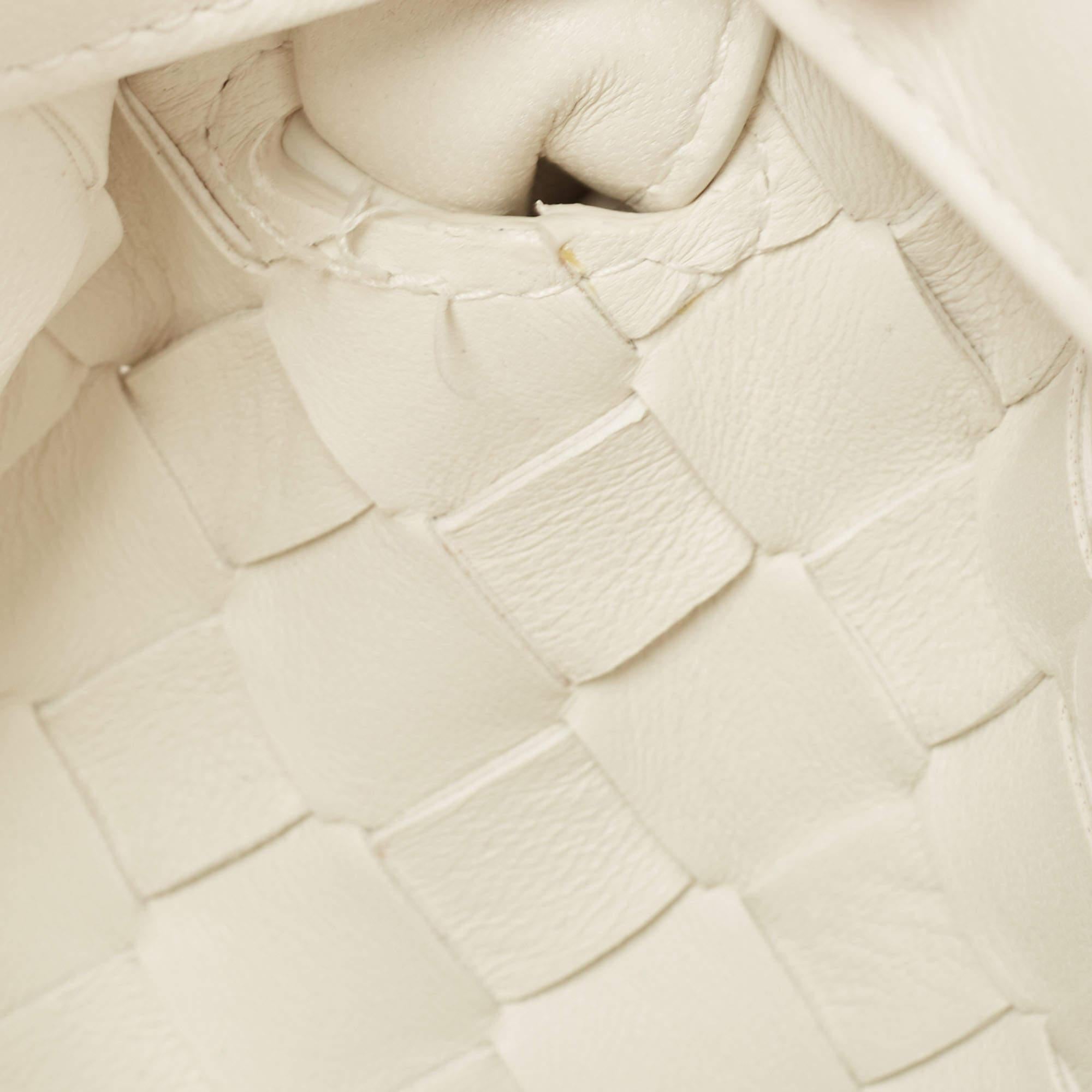 Bottega Veneta White Intrecciato Leather Tie Shoulder Bag 1
