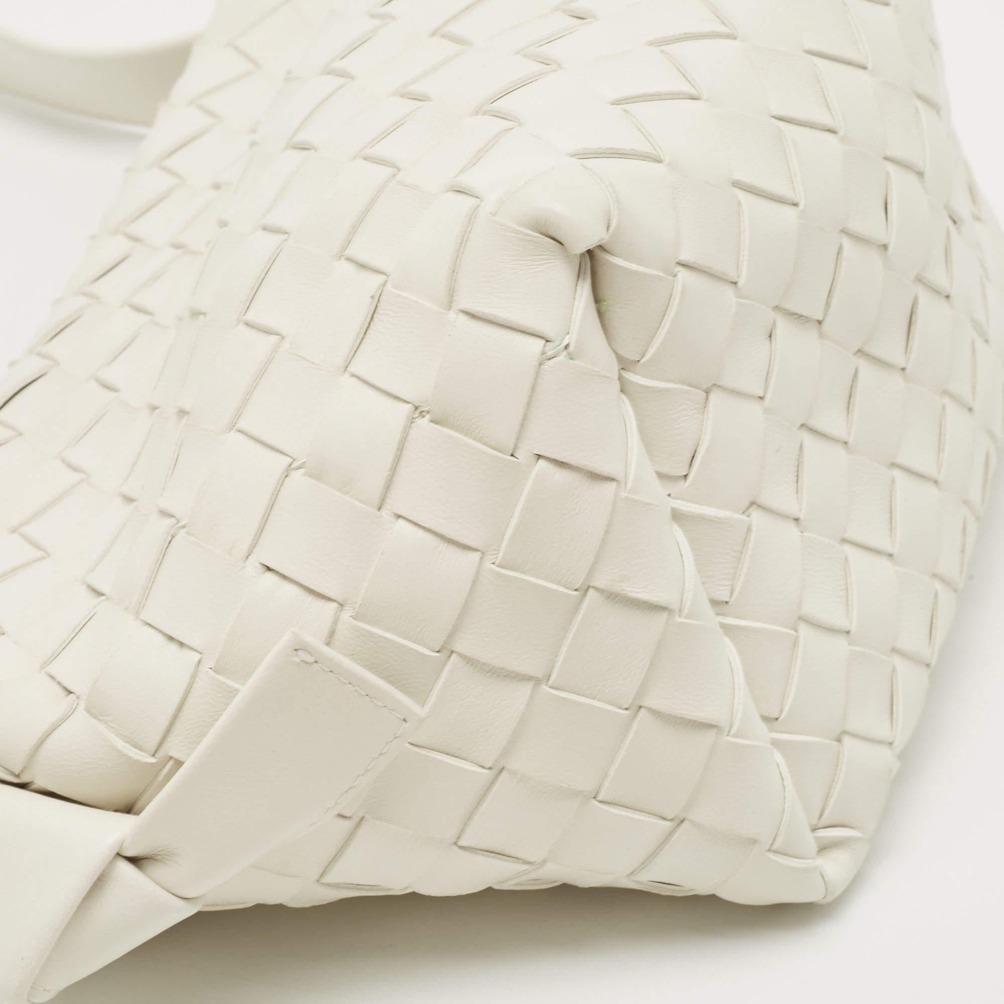 Bottega Veneta White Intrecciato Leather Tie Shoulder Bag 4