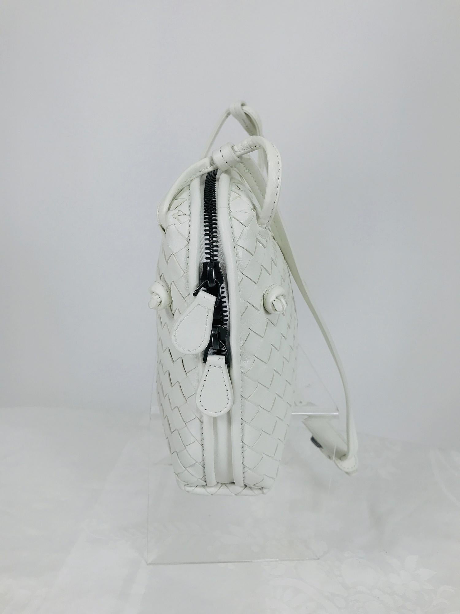 Gray Bottega Veneta White Intrecciato Nappa Leather Shoulder Bag 2016