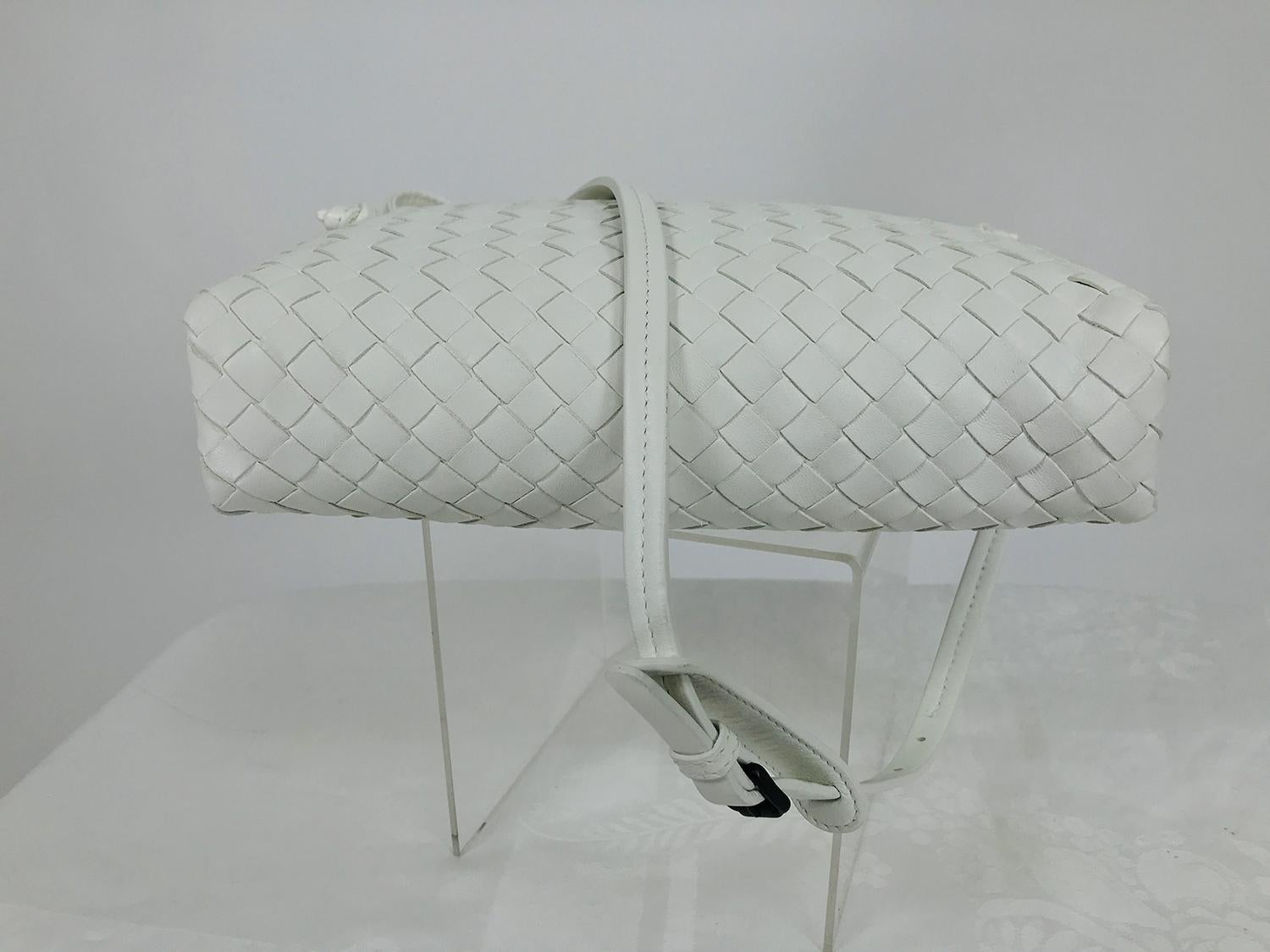 Women's Bottega Veneta White Intrecciato Nappa Leather Shoulder Bag 2016