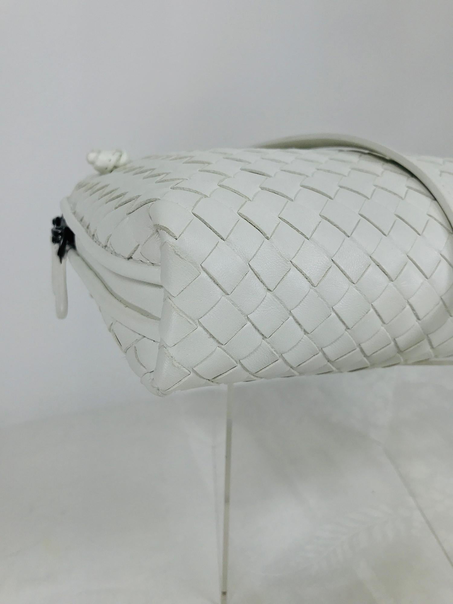 Bottega Veneta White Intrecciato Nappa Leather Shoulder Bag 2016 2