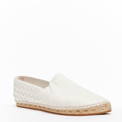 BOTTEGA VENETA white intrecciato woven leather espadrille flats shoes EU37