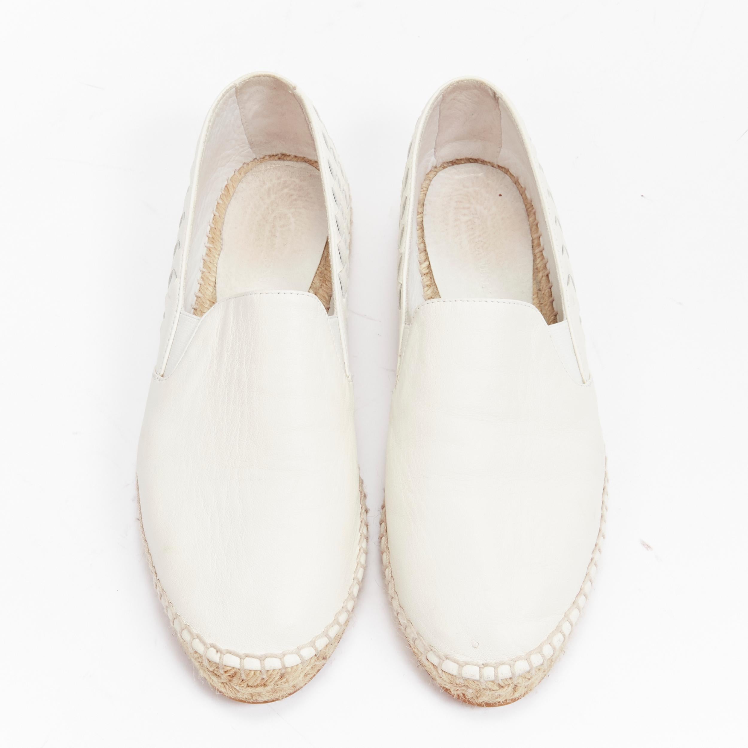 White BOTTEGA VENETA white intrecciato woven leather espadrille flats shoes EU37 For Sale