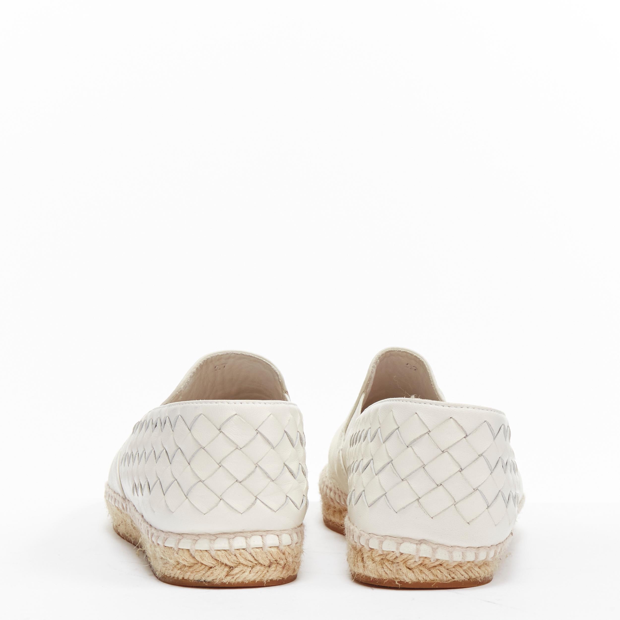 Women's BOTTEGA VENETA white intrecciato woven leather espadrille flats shoes EU37 For Sale