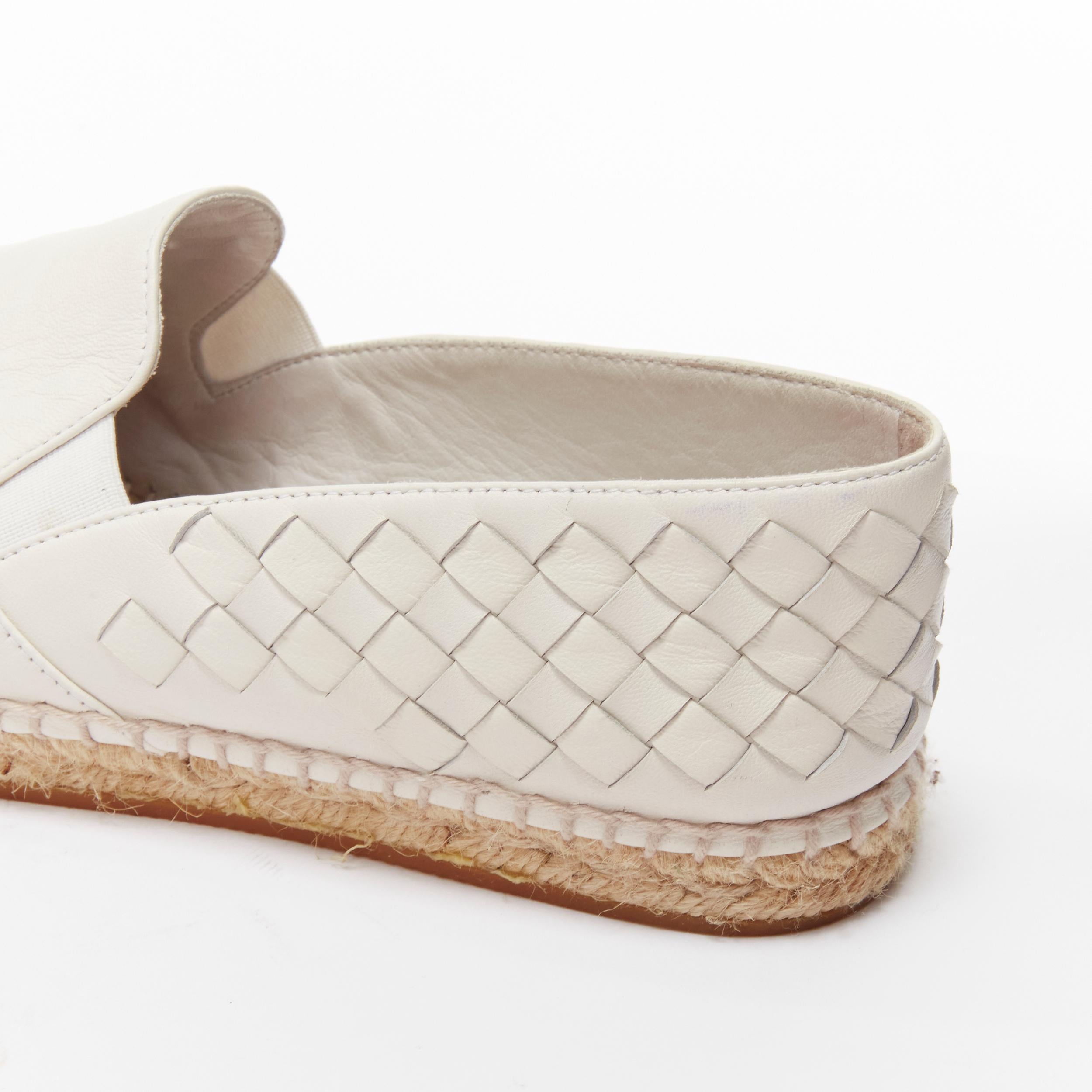 BOTTEGA VENETA white intrecciato woven leather espadrille flats shoes EU37 For Sale 1