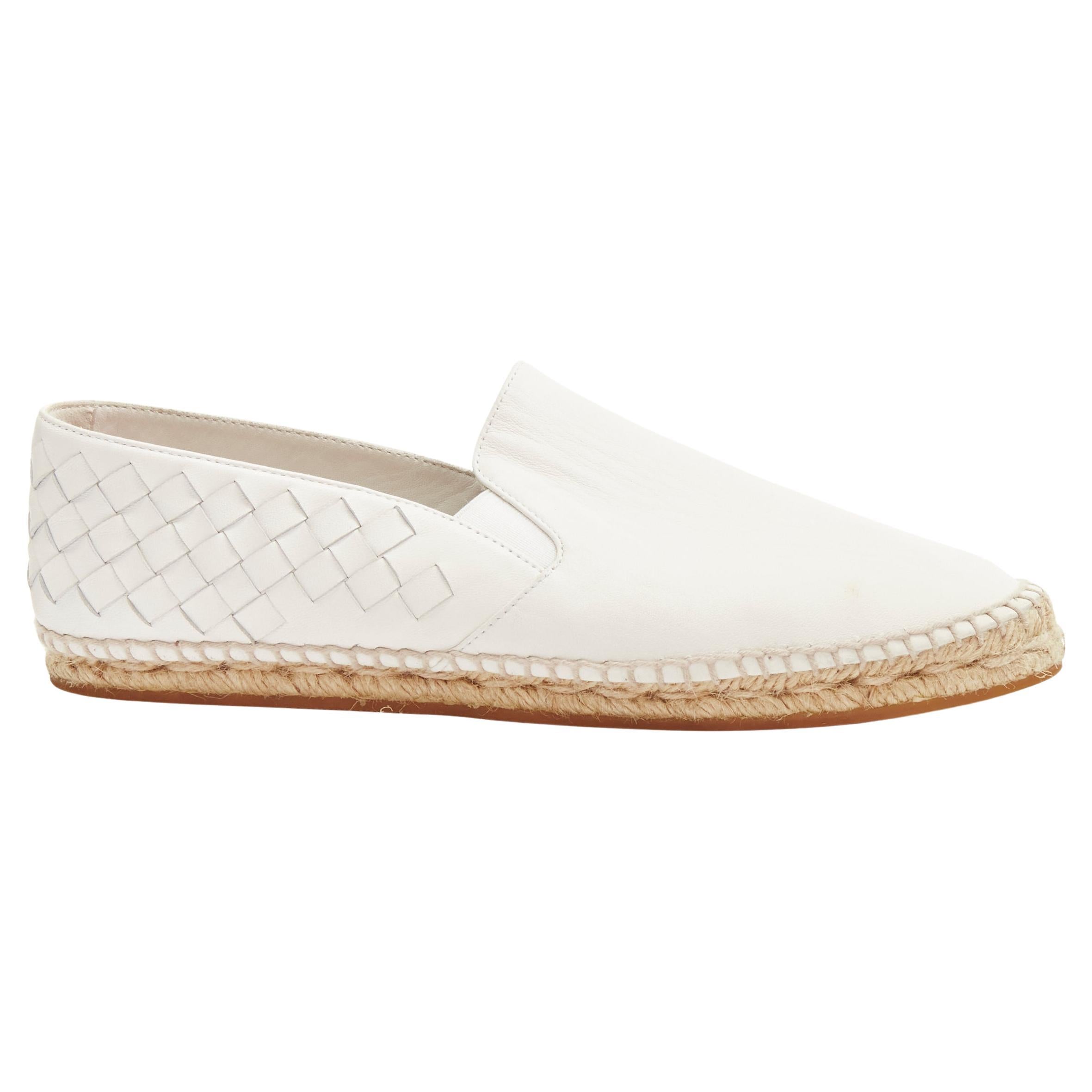 BOTTEGA VENETA white intrecciato woven leather espadrille flats shoes EU37 For Sale