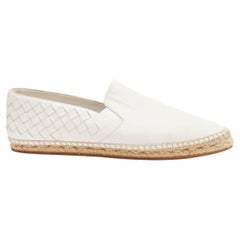 BOTTEGA VENETA white intrecciato woven leather espadrille flats shoes EU37