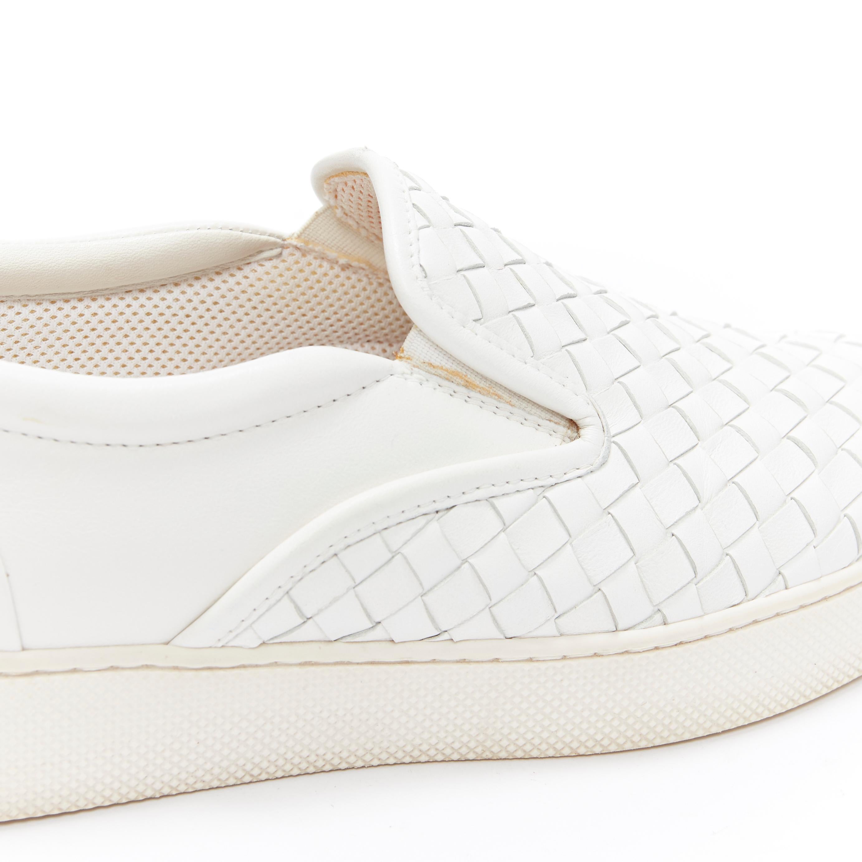 BOTTEGA VENETA white intrecciato woven leather round toe skate shoes EU37.5 2