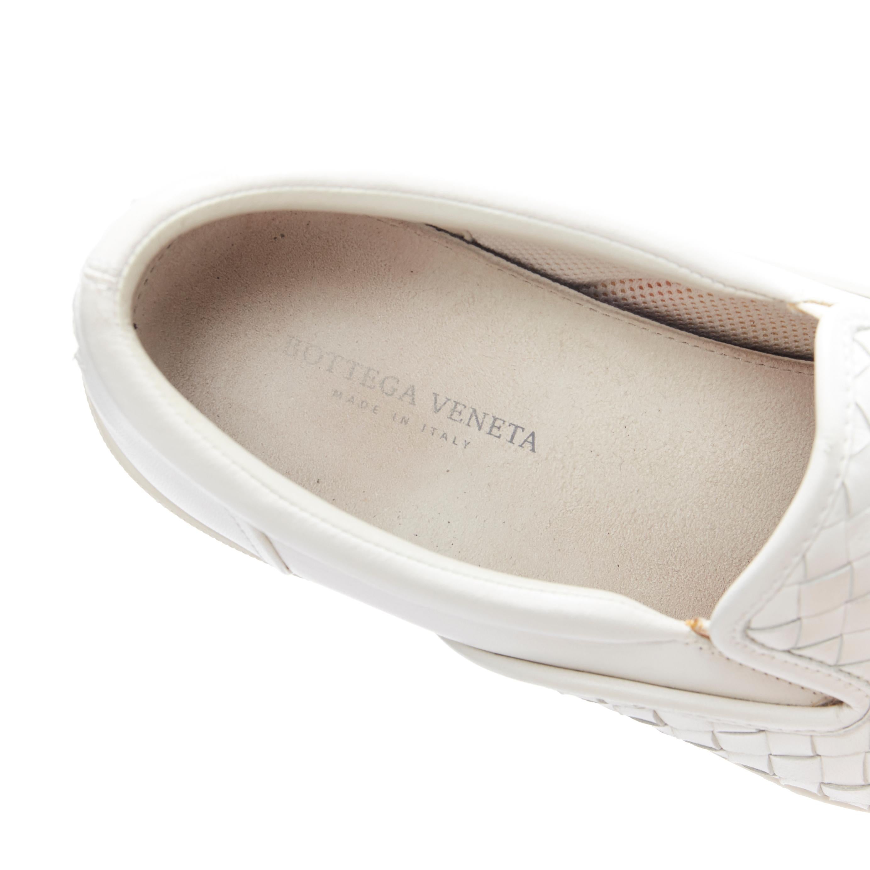BOTTEGA VENETA white intrecciato woven leather round toe skate shoes EU37.5 3