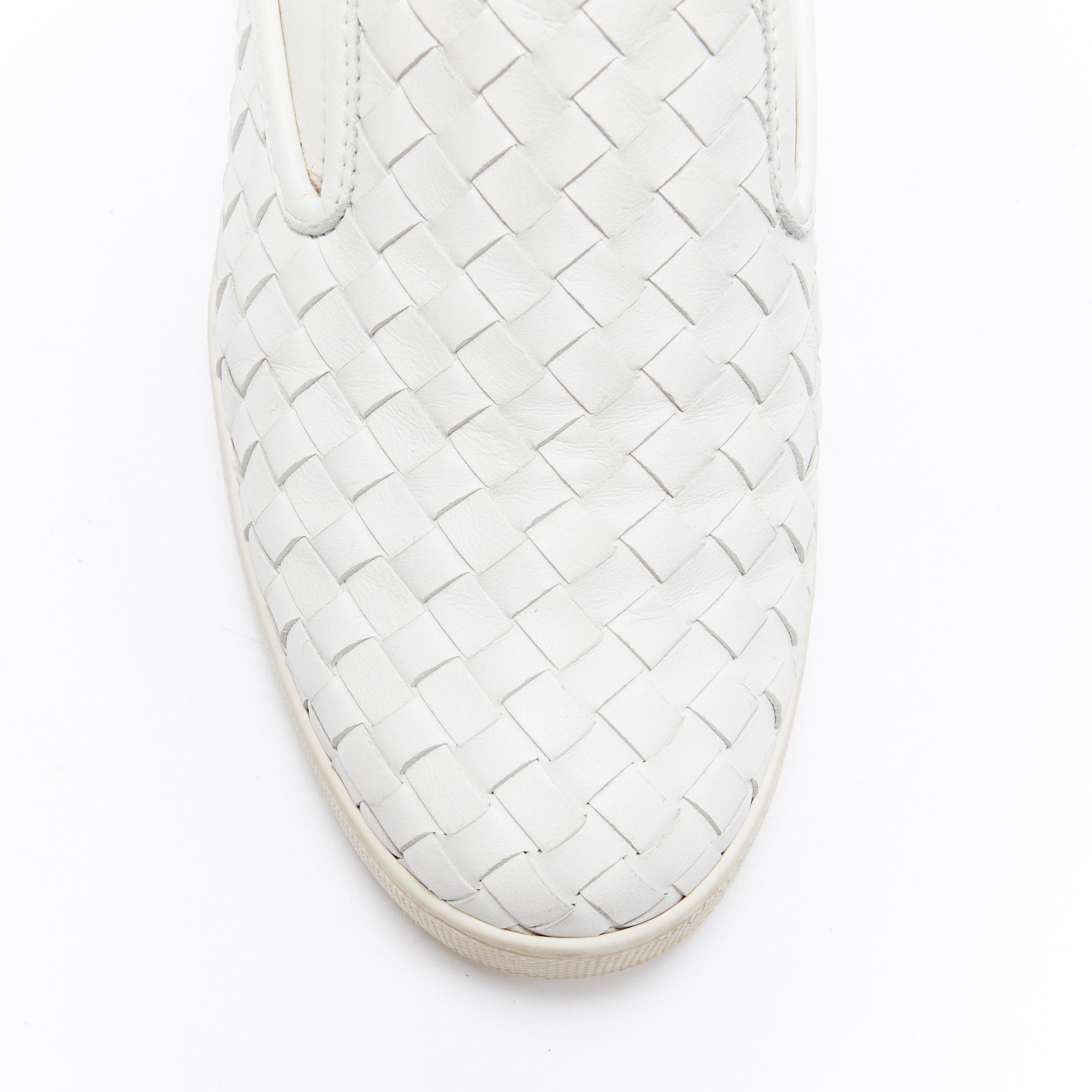 BOTTEGA VENETA white intrecciato woven leather round toe skate shoes EU37.5 In Fair Condition In Hong Kong, NT