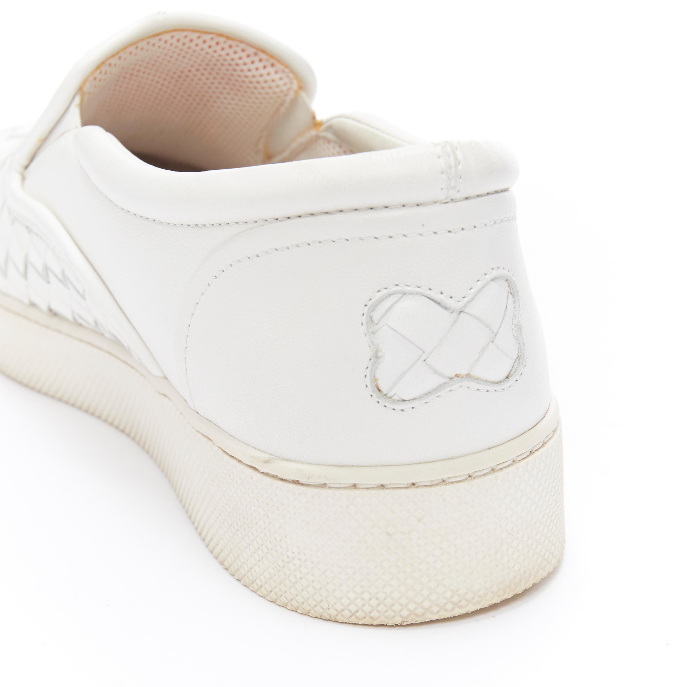 BOTTEGA VENETA white intrecciato woven leather round toe skate shoes EU37.5 1