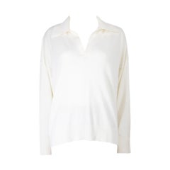 Bottega Veneta Top a maniche lunghe in maglia bianca taglia M.