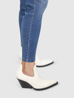 Bottega Veneta White Leather Ankle Cut Out Boots Size IT 37