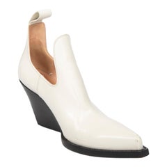 Bottega Veneta White Leather Ankle Cut Out Boots Size IT 37