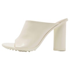 Bottega Veneta White Leather Atomic Slide Sandals Size 38