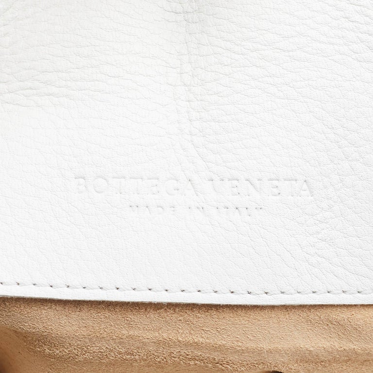 Bottega Veneta White Leather Braided Edge Satchel For Sale 6