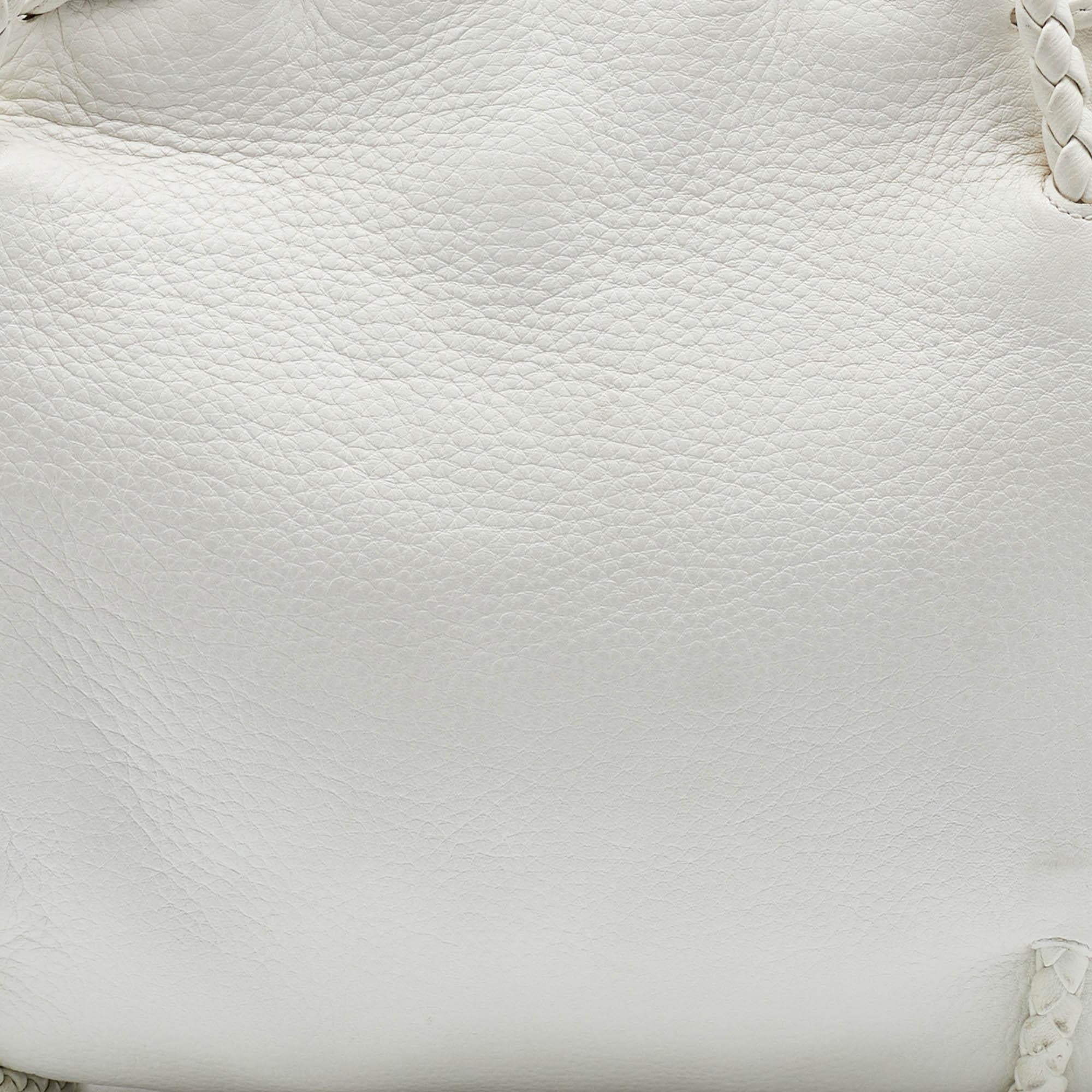 Bottega Veneta White Leather Braided Edge Satchel 7