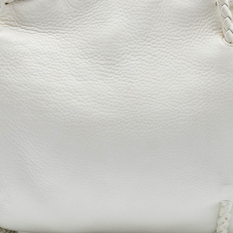 Bottega Veneta White Leather Braided Edge Satchel For Sale 7