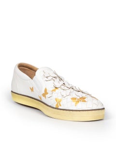 Bottega Veneta White Leather Butterfly Trainers Size IT 37.5