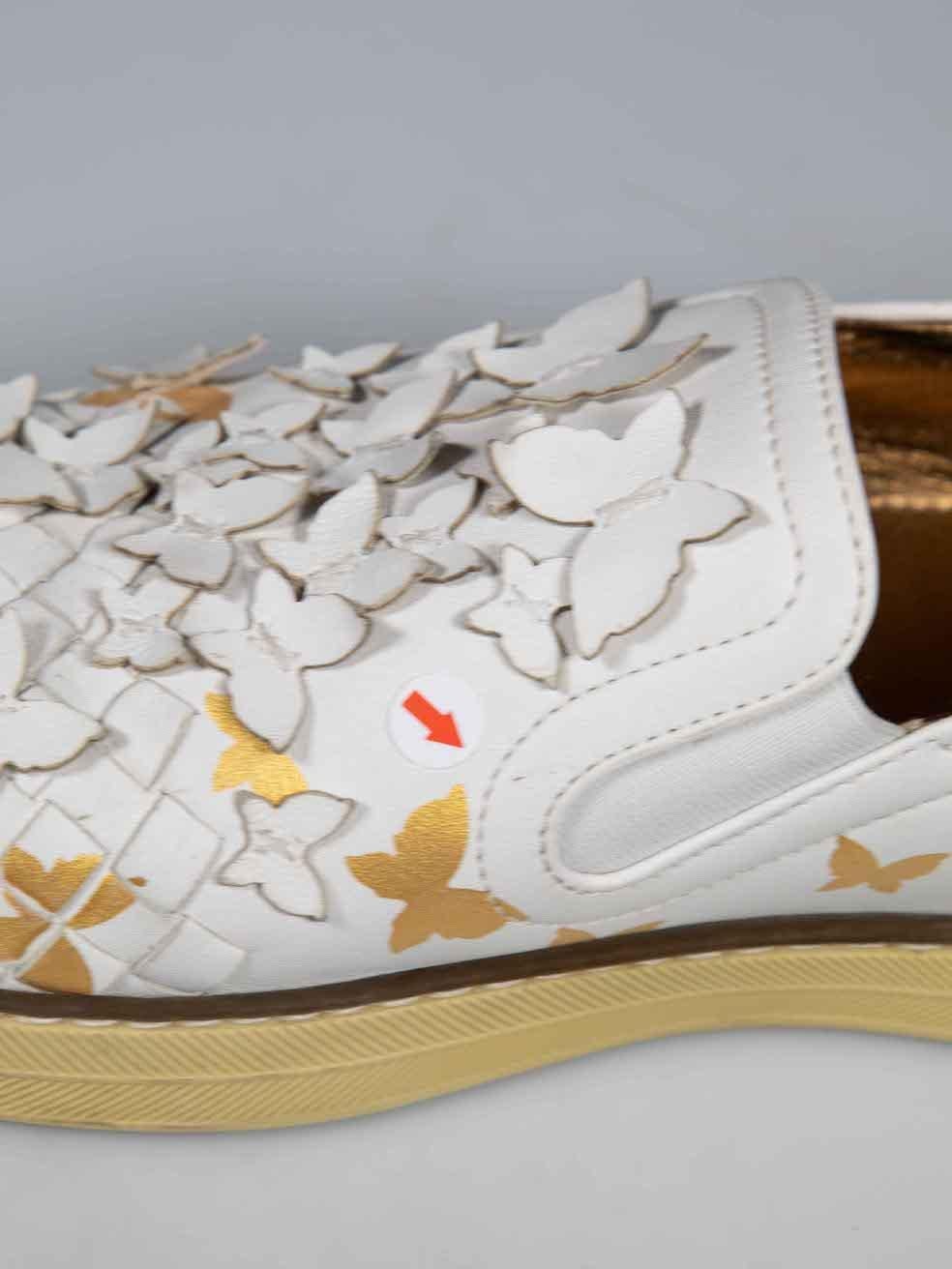 Bottega Veneta Weiße Schmetterlings-Turnschuhe aus Leder Größe IT 37,5 im Angebot 3