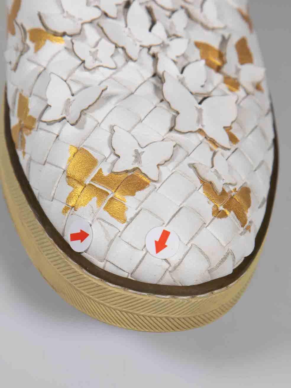 Bottega Veneta Weiße Schmetterlings-Turnschuhe aus Leder Größe IT 37,5 im Angebot 4