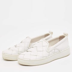 Bottega Veneta White Leather Dodger Slip On Sneakers Size 38