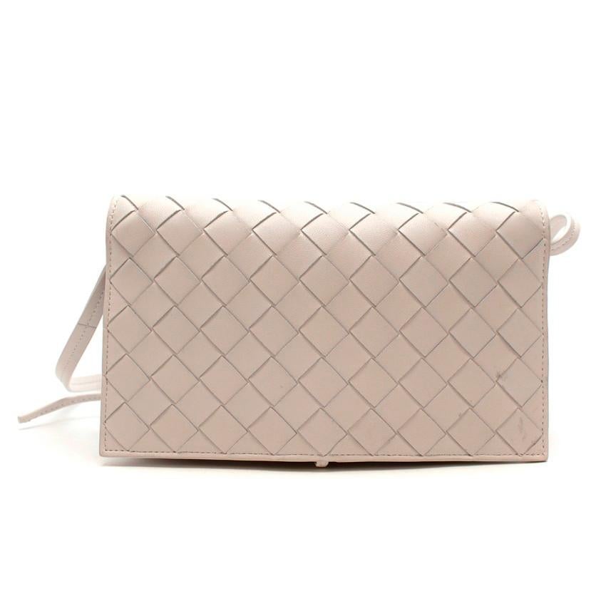 Bottega Veneta White Leather Intrecciato Flap Crossbody Bag 2