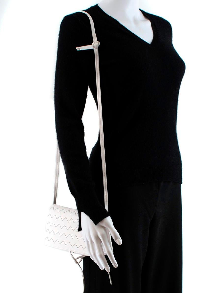 Bottega Veneta White Leather Intrecciato Flap Crossbody Bag 3