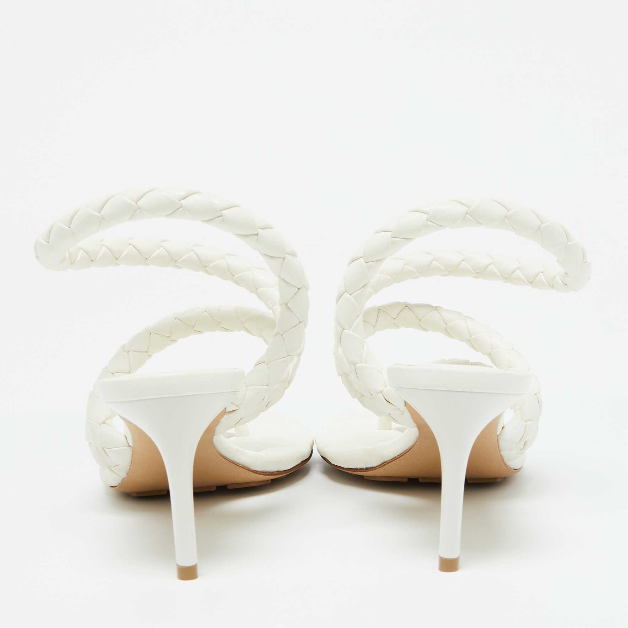 Bottega Veneta White Leather Leaf Sandals Size 40 1