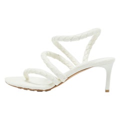 Bottega Veneta White Leather Leaf Sandals Size 40