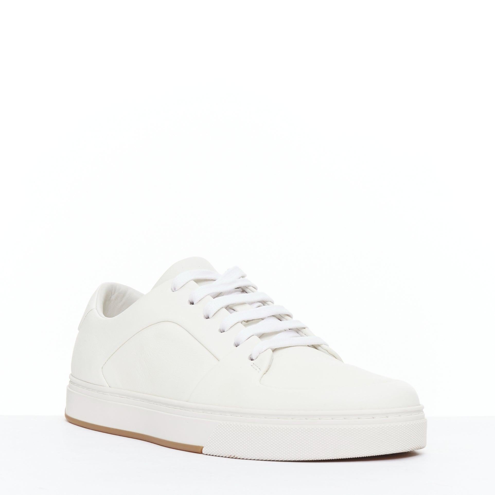 Gray BOTTEGA VENETA white leather minimal lace up sneakers EU39 For Sale