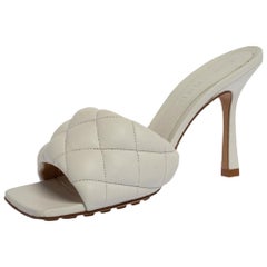 Bottega Veneta White Leather Padded Slide Sandals Size 37