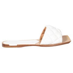 Bottega Veneta White Leather Quilted Sandals Size IT 37.5