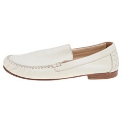 Bottega Veneta White Leather Slip On Loafers Size 39