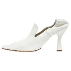 Bottega Veneta White Leather Square Toe Pumps Size 38