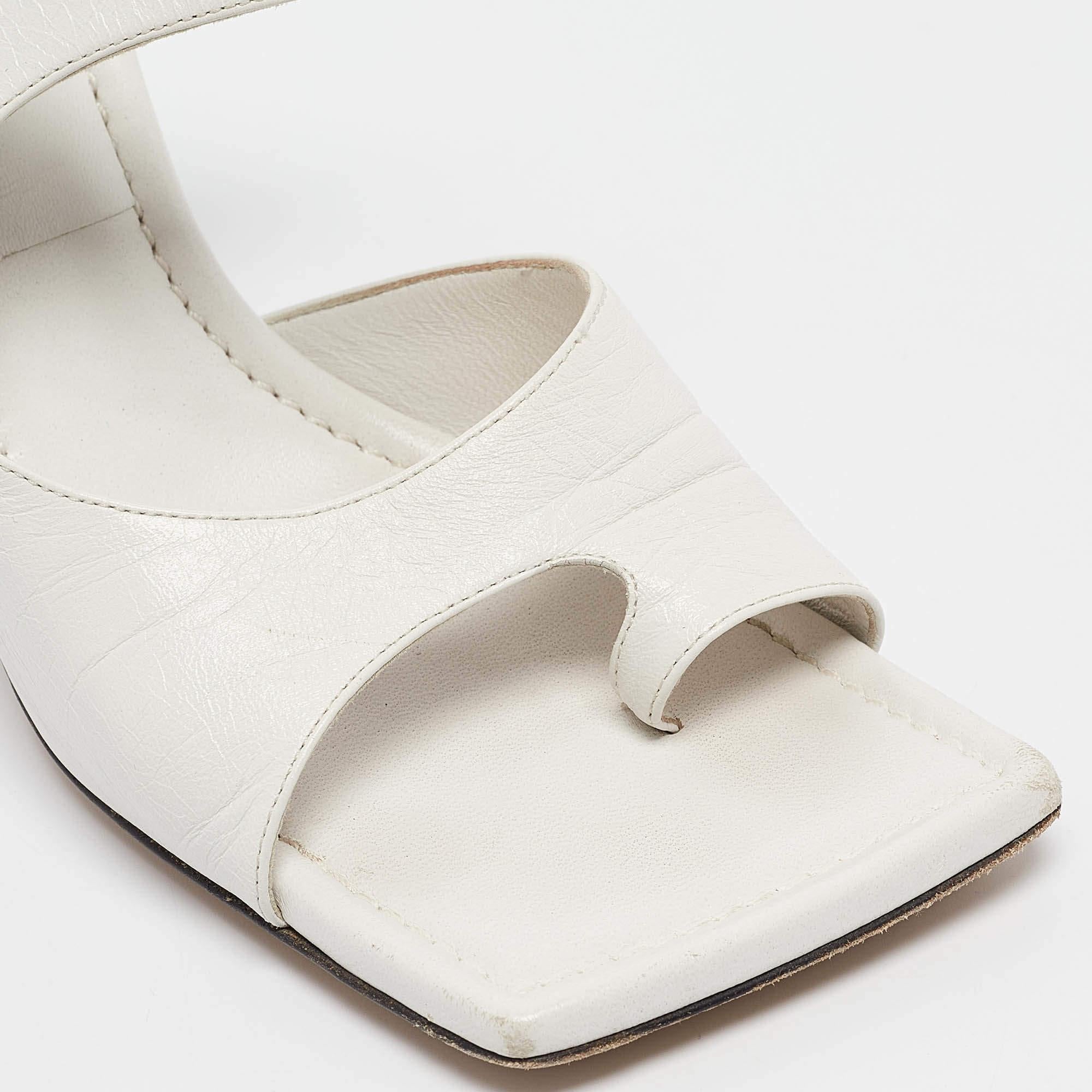 Bottega Veneta - Sandales en cuir blanc à bouts carrés - Slide - Taille 40 2