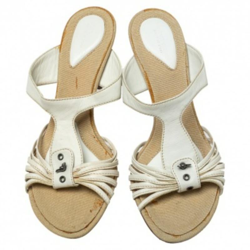 Bottega Veneta White Leather Strappy Sandals Size 36 For Sale 4