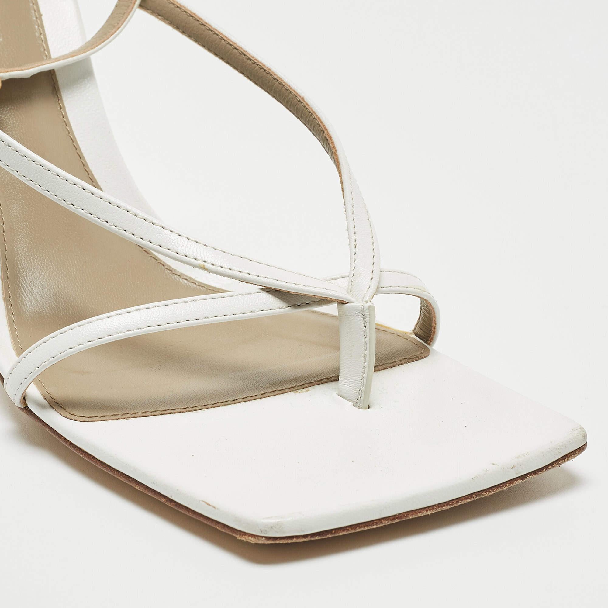 Women's Bottega Veneta White Leather Stretch Ankle Strap Sandals