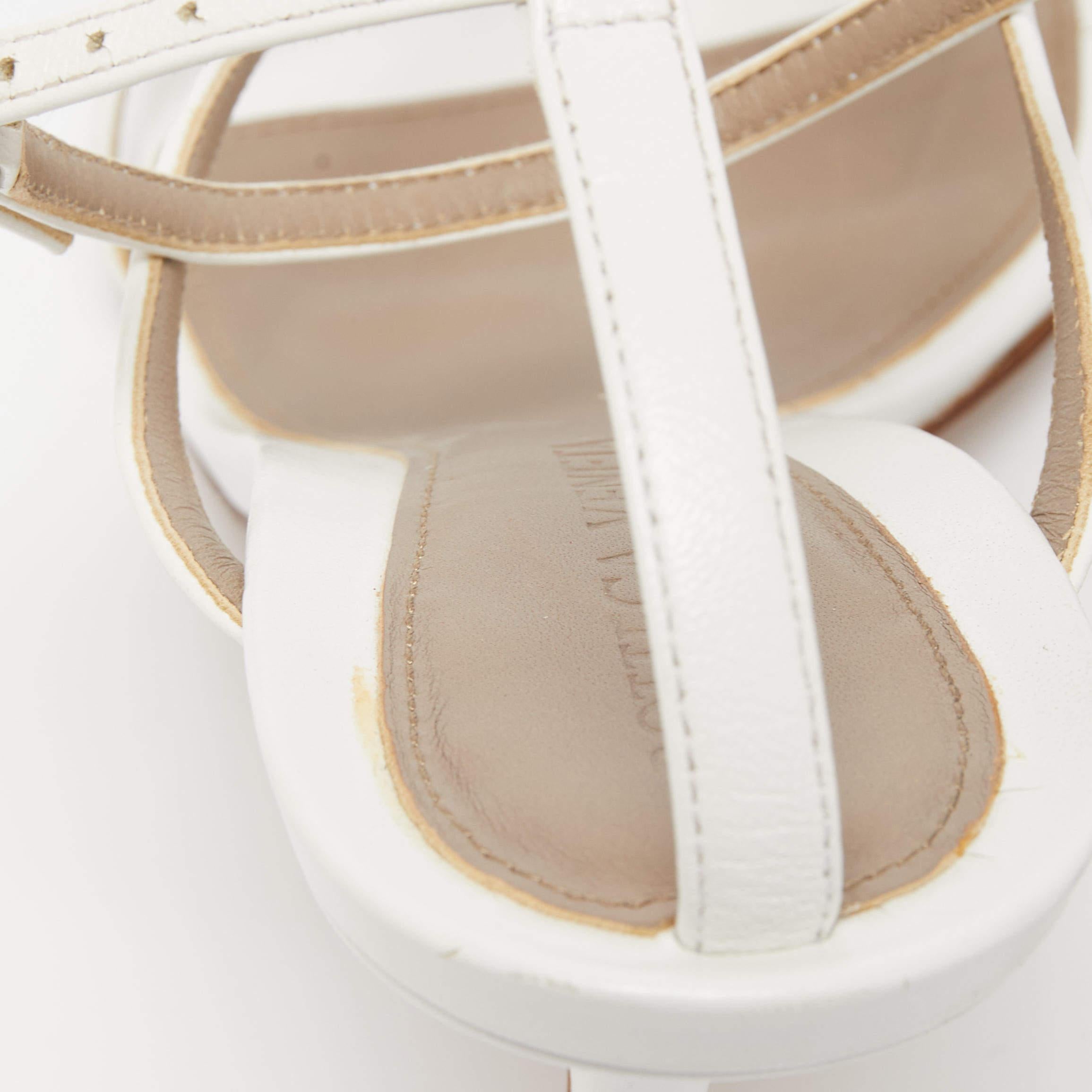 Bottega Veneta White Leather Stretch Ankle Strap Sandals 3