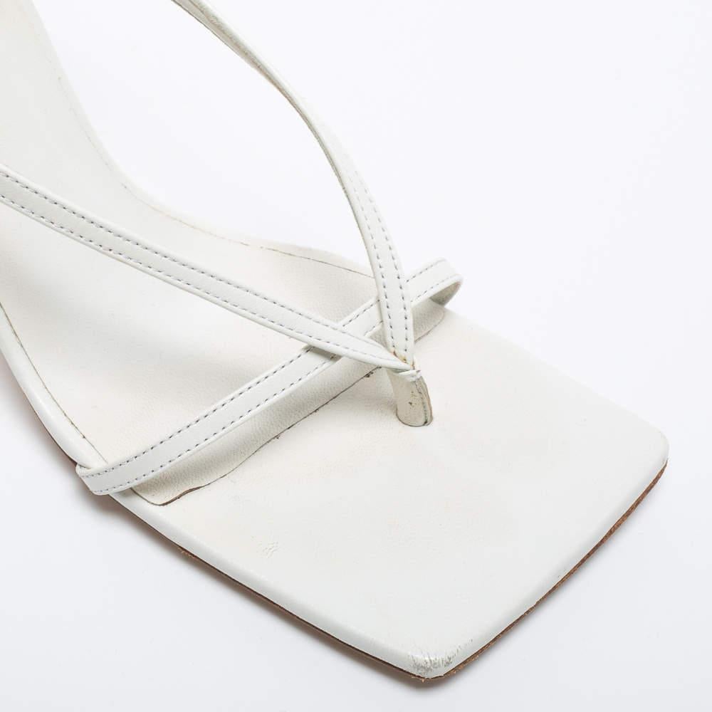 Bottega Veneta White Leather Stretch Strap Sandals Size 39 3