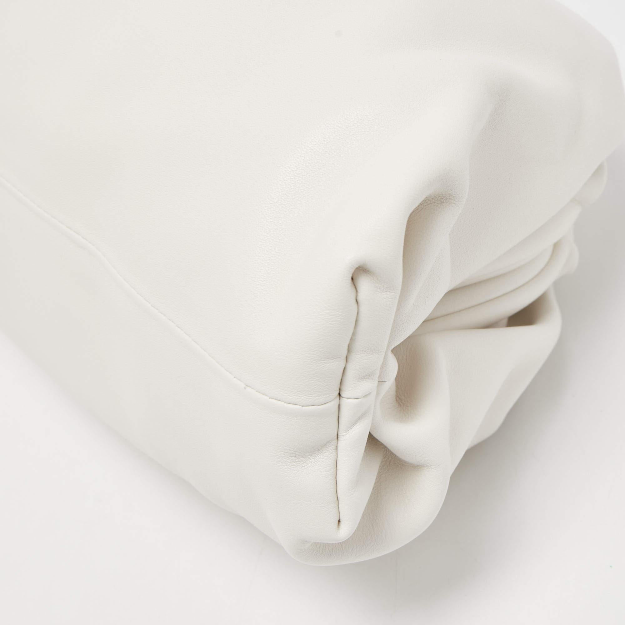 Bottega Veneta White Leather Teen Pouch Clutch For Sale 1