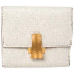 Bottega Veneta White Leather Trifold Wallet