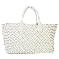 Bottega Veneta White Nappa Intrecciato Medium Cabat