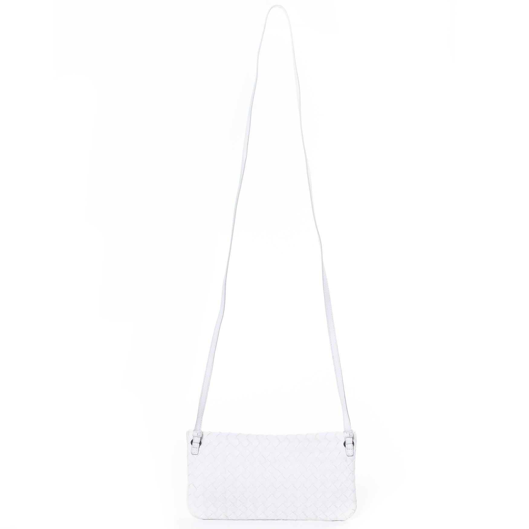 Bottega Veneta White Nappa Leather Crossbody Bag  In Excellent Condition In Antwerp, BE