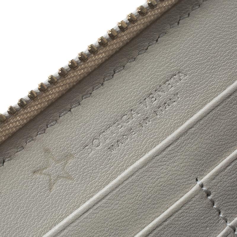 Bottega Veneta White Nappa Leather Zip Around Wallet 1